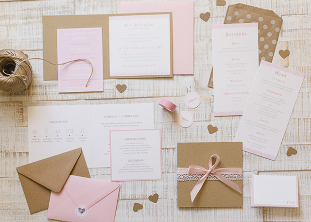 Vintage Papeterie, Hochzeitseinladungen mit SPpitze
