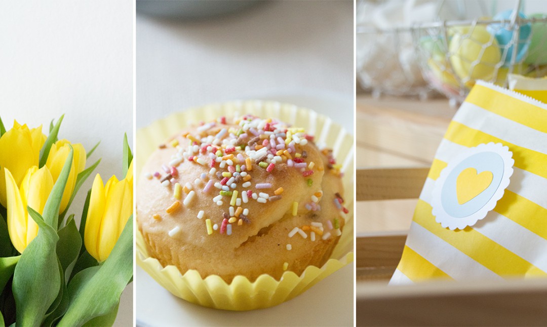 Osterdeko mal anders –  eine Candybar-Inspiration in frischem Gelb und leuchtendem Blau